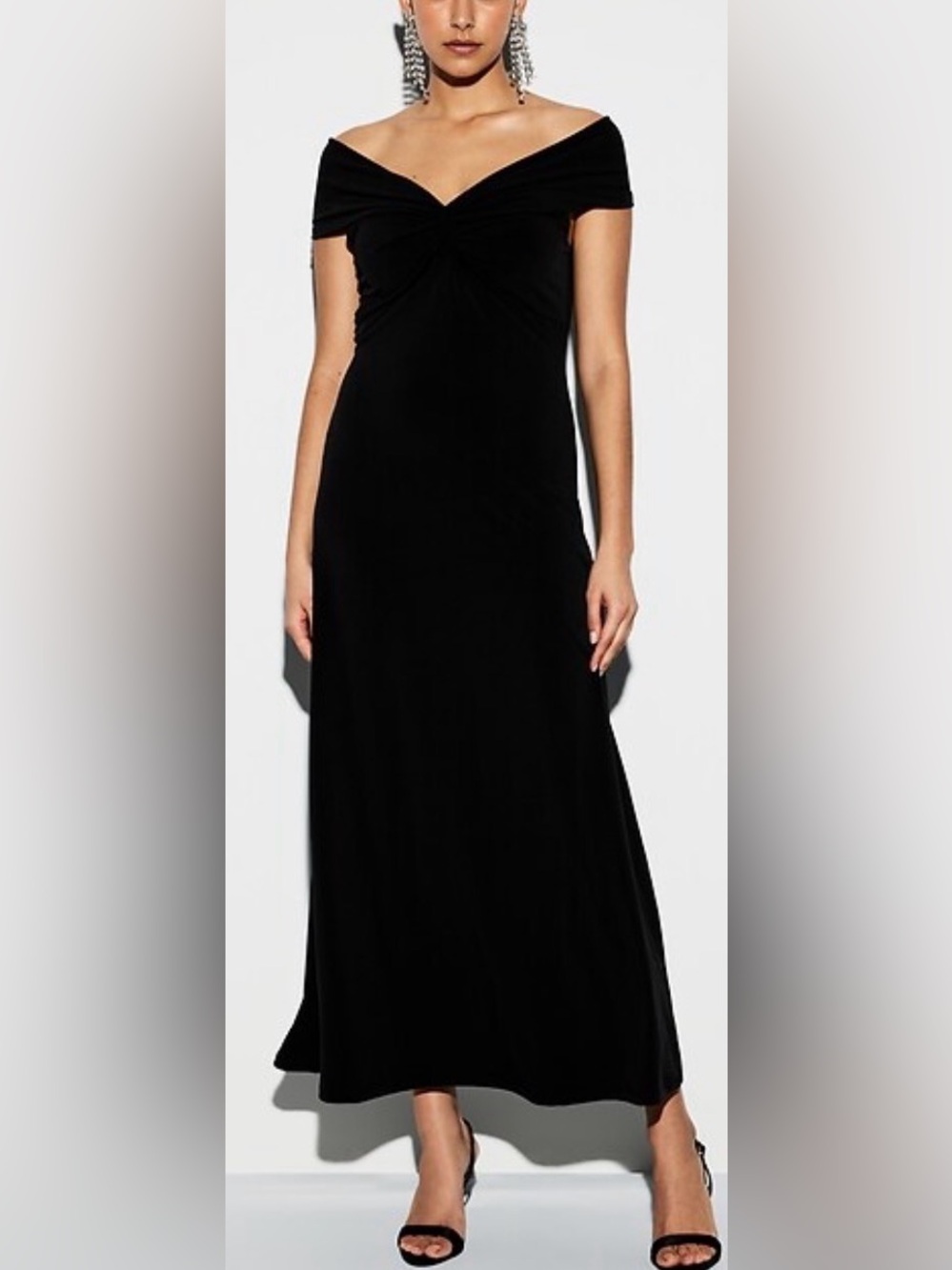 The Occasion by Old Navy Off-Shoulder Maxi Dress, Black Jack, sz S Tall